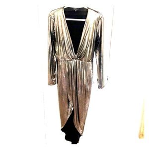 Metallic Asymmetrical Hem Maxi Dress